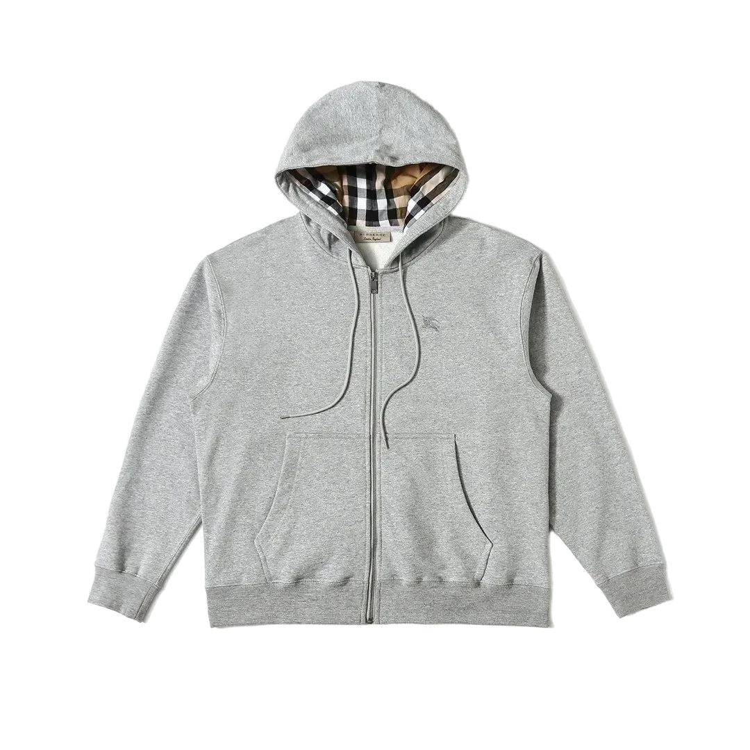Burberry Grey Zip Up Hoodie